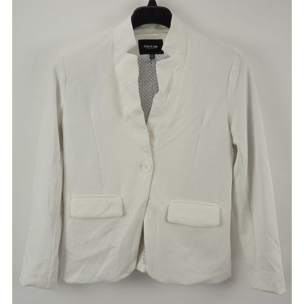Ookie & Lala Women's Small White‎ Knit Lightweight Stretch Chiq Blazer Jacket